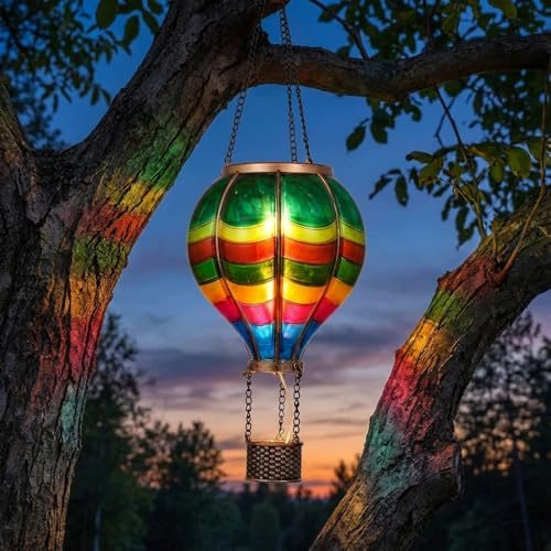 TERESA'S COLLECTIONS Gartendeko für draußen,45cm Solarlaterne für außen,Bunte Luftballon Solarlampe Aufhängen,dekorativer solarleuchten für außen,Flammeneffekt Garten Deko,für Weihnachtsgeschenke