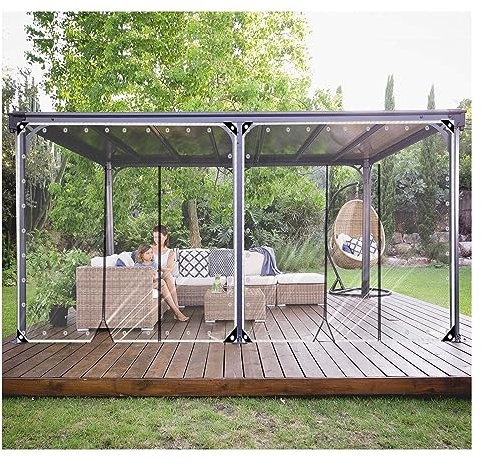 Bâche en PVC avec Fermeture À Glissière, Bâche Transparente Rideau de Porte de Garage avec Fermeture Éclair Matériau PVC Imperméable Résistance Au Déchirement,pour Gazebo ( Size : H2xW7m/H6.5xW22.9ft