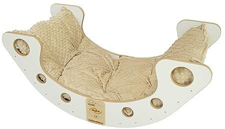 Skyline Kletterbogen mit Kissen Baby Kleinkind Kinder ab 1 Jahr Indoor Klettern Montessori Klettergerüst Holz Wippe Balancewippe Kletterdreieck Kletterwippe Holzwippe Kletterling Holzbogen M Beige