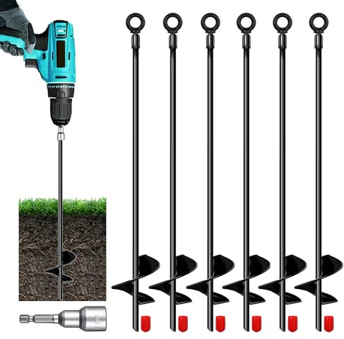 DOKOLES Erdanker-Set, 45,7 cm, 6 Stück, 7,6 cm verlängerter Helix-Durchmesser, Erdanker, robuste Spiraldübel, Schuppen-Ankerhaken für Campingzelt, Autoanschlüsse, Schuppen, Schaukel-Sets, Vordächer,