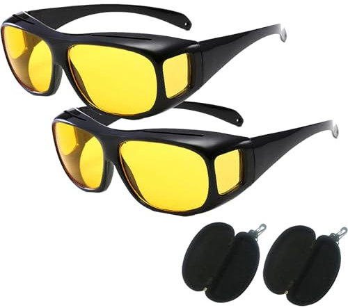 NeaFp Dotmalls Nightglo Brille, Libiyi Nightglo Brille, Scheinwerferbrille für Autofahrer, Nachtsichtbrille Blendschutzbrille für Autofahrer Polarisierte Brille (2pcs)
