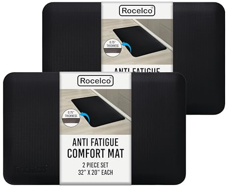 Rocelco R MAFM-2PK, Anti-Ermüdungs-Stehmatte, 81,3 x 50,8 cm, strapazierfähiger, ergonomischer, gepolsterter Komfortschaum, wasserdicht, rutschfest, Küchenteppich für Zuhause, Büro, Küche, Wäsche,