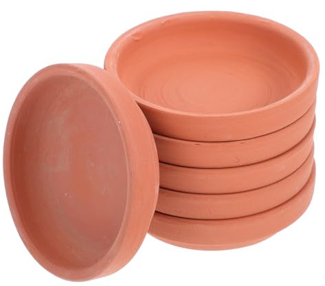 Sottovaso per Piante in Terracotta Rotondo da 7.5 Cm per Drenaggio, Set di 6 Sottovasi per Interni Ed Esterni, Accessori per Giardinaggio E Decorazione Casa