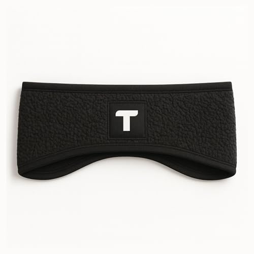 TIYA Lauf-Stirnband für Damen, Winter, Fleece, Ohrenwärmer für Radfahren, Joggen, Wandern, Schwarz