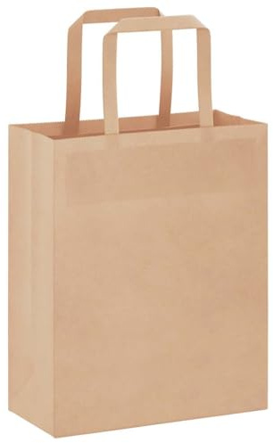 vidaXL Papiertragetaschen 50 Stk., Papiertüten mit Henkeln, Kraftpapiertüten, Geschenktüten für Einkaufen Hochzeiten Verpackungen Partys Geburtstag Weihnachten, Braun 18x8x22cm