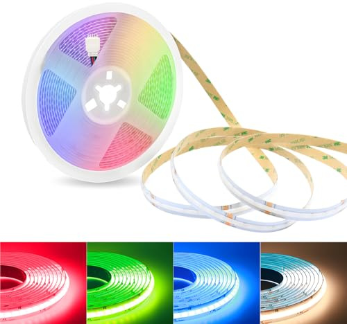 LED Streifen RGBW Dimmbar, 24V 10M COB LED Stripe RGB+Warmweiß 3000K LED Band Lichterkette 672LEDs/M Hohe Dichte, Flexibel LED Stripe keine Lichtpunkte für Küche,Schlafzimmer, DIY Beleuchtung