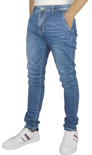 Gandy Jeans Uomo, 5 Tasche, Gamba Dritta, Pantalone Elasticizzato a Vita Alta, Regular Fit, LG790, Blu Chiaro, 54