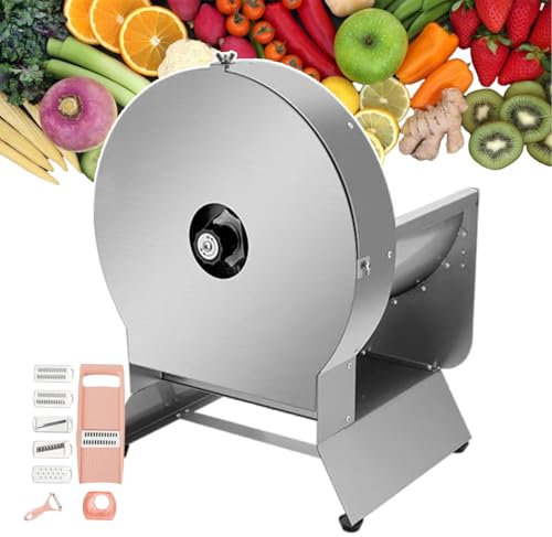 forplubossmmp Cortadora De Alimentos Eléctrica De 0 A 0,4 Pulgadas | Trituradora De Verduras Comercial con Juego De Ralladores | Cuchillos Eléctricos Y Cortadoras De Frutas | Eléctrico/Manual,Round