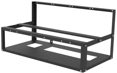 Mikikit Rack de Tarjetas Gráficas Negro de Chapa Laminada en Frío 6gpu | 1 Juego, Soporte Atx y Fuente, Espacio para Ssdx2, Hddx1 y Ventilador 12cm X4