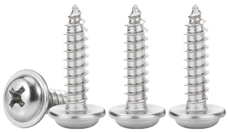 Drenky 50 Pièces Vis A Bois M4 Autotaraudeuses à TêTe Ronde Avec Rondelles Cruciformes à Bois En Inox 304, EntièRement Fileté, M4x10mm