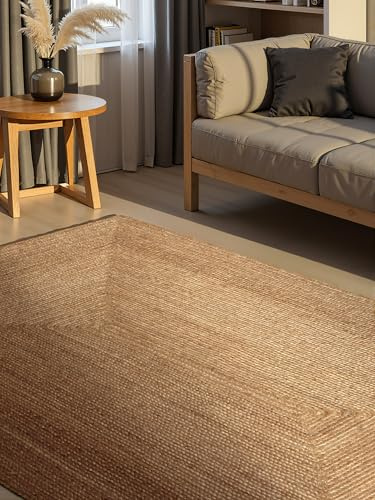Hanse Home Juno Juteteppich - Natur Wohnzimmerteppich aus 100% Jute, Handgewebt - Robust & Pflegeleicht - Moderner, Boho Naturfaser Teppich, Natur Braun - 200x300cm