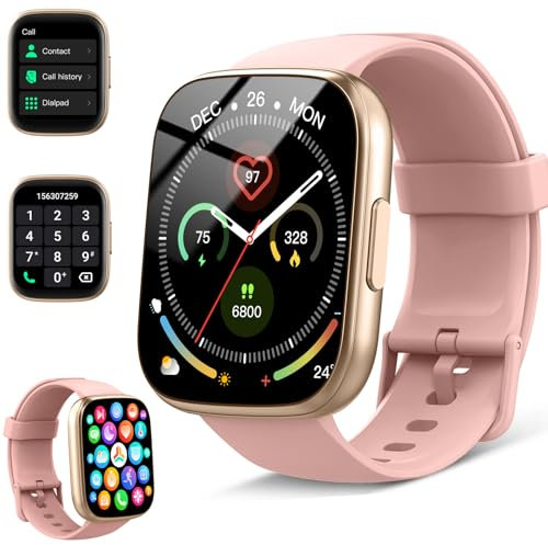 Smart Watch for Men Women Answer/Make Call, 1.95 HD Touch Screen Fitness Watch with Heart Rate/SpO2/Sleep Monitor/Step Counter, 100+ Sports IP68 Waterproof Activity Tracker Watch for Android iOS Pink