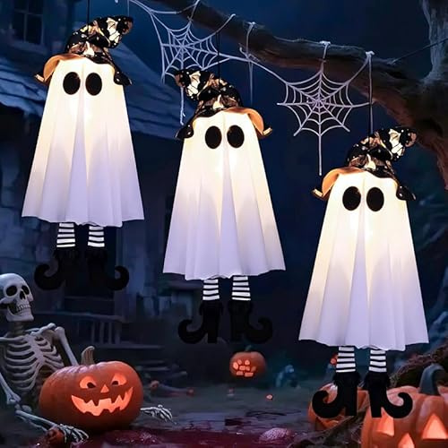 Umikk Halloween Glow Hanging Ghosts with Lights, Lighthouse Decoration, LED Lighthouse, Lighthouse Lamp, Light House with LED Light Moon Projection