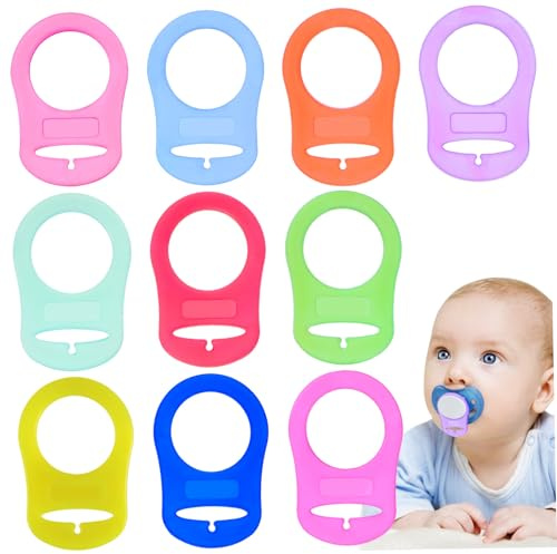 VANZACK 10 Stück Teiliges Schnullerhalter Adapter Ringe Temperaturbeständig Kompatibel mit Meisten Schnullerketten und Marken Sicherer für Junge Mädchen und Zubehör