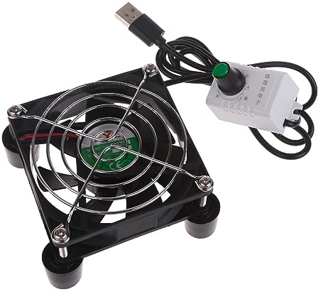 Kalttoy Ventilador USB con almohadilla de malla integrada de 8 cm, 12 cm, 24 cm, 3500 RPM para enrutador USB y caja de TV