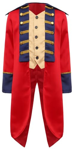 YiZYiF Kids Boys Vintage Steampunk Tailcoat Medieval Pirate Gothic Frock Coat Renaissance Victorian Jacket Red 12 Years