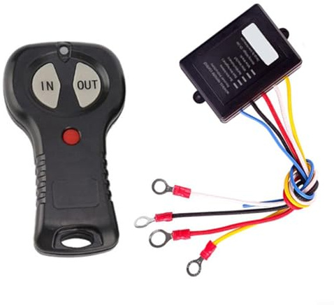 Sistema teledirigido inalámbrico del cabrestante de 12V 24V con receptor remoto y baterías para varias marcas del cabrestante (negro-individual)