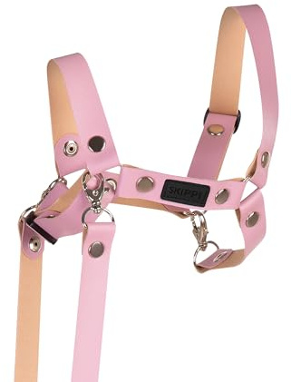 SKIPPI Cavezza per Hobby Horse - Rosa, Ecopelle, Hobby Horse Accessori, Set Redini, Taglia Unica