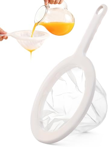 AIZOE Ultra Fine Mesh Strainer with Handle, 120 Mesh, Plastic Strainer for Juicing, Small Colander for Kitchen, Nylon Fine Sieve for Nut Milk, Yogurt, Juice, Coffee, Honey, Food, Tea Leaf Filter