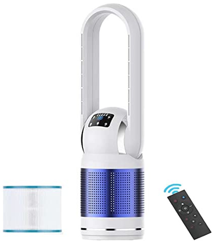 Ventilateur sans pales 2000 W avec chauffage intégré, ventilateur colonne portable sans pales et télécommande, purificateur d'air avec filtre HEPA, ventilateur oscillant à vitesse variable,