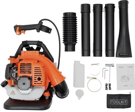 1250W 2-Takt Benzin Laubbläser rückentragbar mit 1.2L Kraftstofftankinhalt, über 70m/s, rückenschonend und tragbar für große Flächen