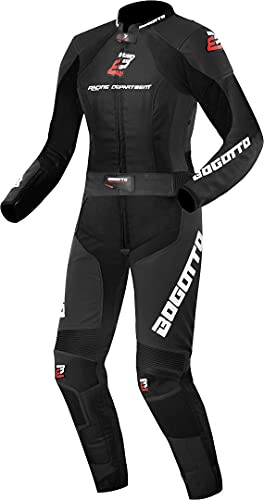 Bogotto Losail Tuta in pelle da moto da donna in due pezzi, nero, 34