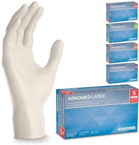 1000x ARNOMED® Einweghandschuhe puderfrei S, Latexhandschuhe Weiß | Handschuhe Latex Einweg, Putzhandschuhe, Latex Handschuhe, Einmalhandschuhe / Einweg-Handschuhe in XS, S, M, L & XL