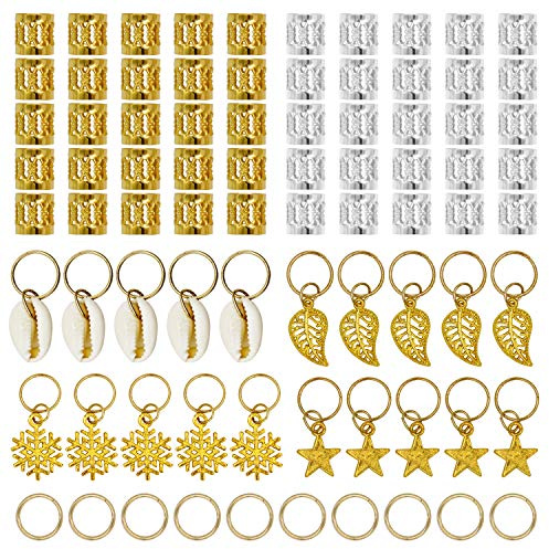 Ryalan 80 Pieces Hair Jewelry Rings Aluminum Hair Accessories Dreadlocks Metal Hair Cuffs Decorations Pendants for Passion Twist Crochet Braiding Hair