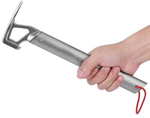 Gancon Zelthammer, Camping Hammer, Zelthammer mit Bierflaschenöffner, Multifunktionaler BAU-Campinghammer mit Aluminiumgriff für Den Außenbereich