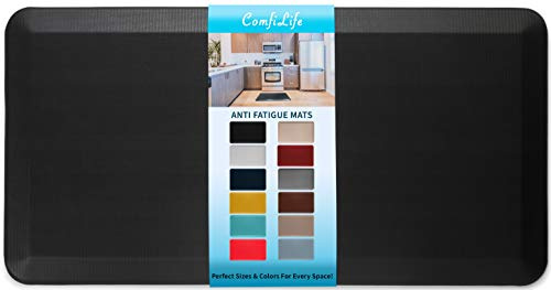 ComfiLife Anti Fatigue Floor Mat – 3/4 Inch Thick Kitchen Mats for Floor, Standing Desk Mat, Kitchen Rug – Comfort at Home, Office – Durable – Stain Resistant – Non-Slip Bottom (24 x 70, Black)