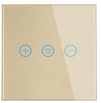 Lancoon Professional Dimmer Switch with Tempered Glass Panel Support Voice Wireless Remote Control Timing Funtion for Dimmable Light Bulb Fixture(Gold)
