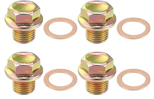 A ABSOPRO 4 Stück Ölablassschraube Mit Dichtring Für Honda CR-V 97-06 | Bronzeton, Kupferton, Stahl, M14x1.5, OE 09247-14027, Für Mitsubishi Eclipse 00-12, Für Mazda 626 92-02, Für Acura NSX 92-05