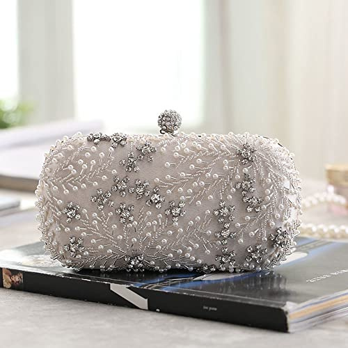 LUMoony Damen Braut Clutch Clutch Perlen Abendtasche Vintage Geldbörse Abendtasche Perlen Abschlussball Hochzeit Abend Handtasche fur Hochzeit Wedding Prom Party Unterarmtasche