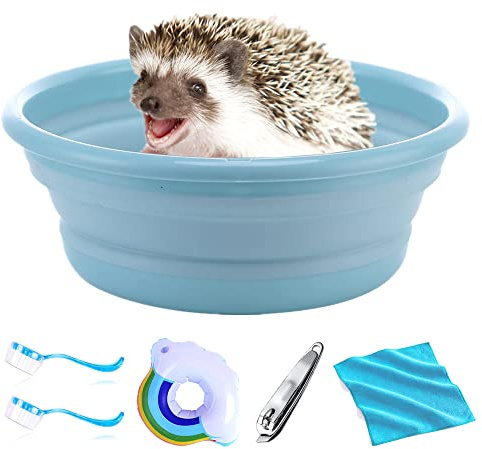 WOLEDOE Hedgehog Bath Supplies Kit, Bathtub and Cleaning Brush