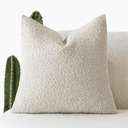 Foindtower Kissenbezüge aus Strukturiertem Bouclé, einfarbig, kuschelig weich und dekorativ, für Stuhl, Sofa, Schlafzimmer und Wohnzimmer, 45 x 45 cm, Hellbeige