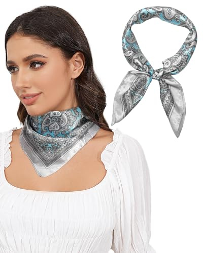 AWAYTR 23 Inch Matte Satin Neck Scarf for Women Like Silk Hair Bandana