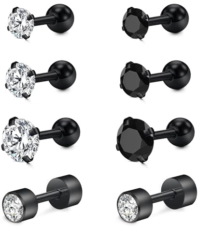 Mayhoop 16G Edelstahl Lobe Knorpel Helix Tragus Ohrstecker 6mm 8mm Flat Back Diamond Lip Labret Bar Silber Schwarz Rose Gold