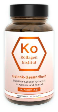 Kollagen Institut Gelenk Kapseln - 180 Kapseln (1 Monat), hochdosiertes bioaktives Kollagenhydrolysat bei Gelenkschmerzen Arthrose Sports Knorpelaufbau Knie Bindegewebe Straffen