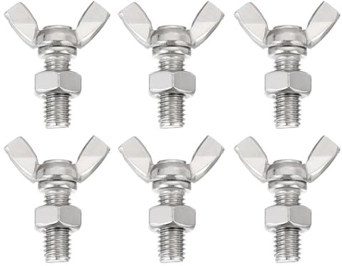 QUARKZMAN 6pz Viti Farfalla a Ali M8-1.25x20mm Con 6pz Dadi, Viti Farfalla a Mano in Acciaio Inossidabile 304, Viti Farfalla a Mano a Testa a Farfalla