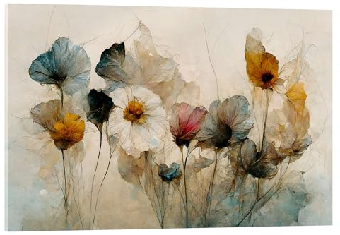 Posterlounge Trockenblumen Arrangement Acrylglasbild | 90 x 60 cm von treechild Pastell Wandbilder Wanddeko