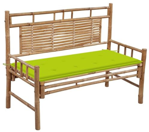 ShGaxin Gartenbank mit Auflage, Terrassenmöbel, Wetterfeste Bank, Deko Bank, Garten Banken,Outdoor Bank, Parkbank, Friesenbank, Gartenmöbel, 120 cm Bambus