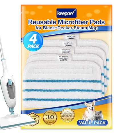 KEEPOW 4 Pack Steam Mop Pads for Black and Decker Steam Mop FSM13E1/FSMP20