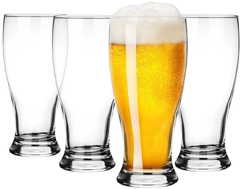Glasmark KROSNO 1992 Juego de vasos de cerveza 4, 500 ml de vidrio de trigo cerveza vasos para cerveza taza de cerveza taza de cerveza apta para lavavajillas