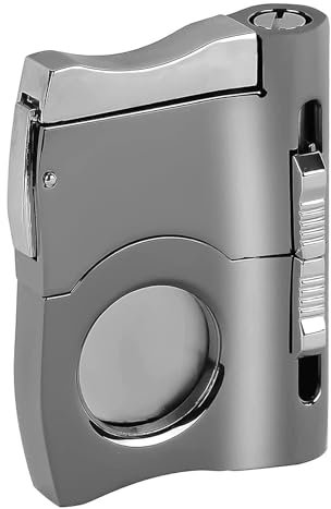 Tagliasigari Taglio a V, Tagliasigari in acciaio inossidabile Puncher per sigari 2 incorporato, Tagliasigari a forma di V Tagliasigari Taglierina a ghigliottina per uomini e donne