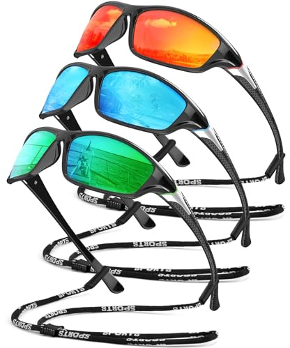 QALLY Polarized Sunglasses Men Sports Sunglasses for Men UV400 Sunglasses for Driving Golf Cycling Fishing Running