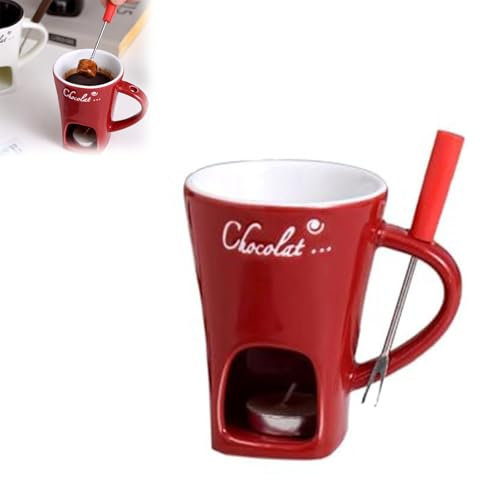 Juego personal de tazas de fondue de chocolate, juego de tazas de fondue, kit para hacer queso con leche y crema de chocolate (Rojo)