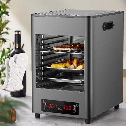 Asador EléCtrico Para Carne | Asador Comercial Para Carne Interior 1700W | Asador AutomáTico Para Carne: BotóN TáCtil/Alta Temperatura 800℃/Parrilla De 8 Capas/Temperatura Ajustable,A