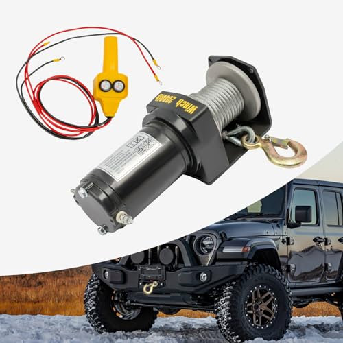 Tagtuell Verricello elettrico con controllore di maniglia, 2000 lbs fuoristrada, argano elettrico, sollevatore elettrico per veicoli fuoristrada, veicoli agricoli, veicoli sportivi ATV