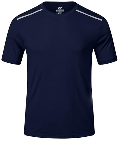 Huayuzh UV-skjorta herr rashguard t-shirt simning skjorta UPF 50+ snabbtorkande lätt andningsaktiv surfing vandring topp, 11 marinblå, L