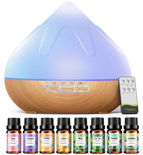 Aroma Diffuser 500 ML, Aromatherapie Diffuser Mit Fernbedienung,14 Farben LED Mit 4 Timer-Einstellung